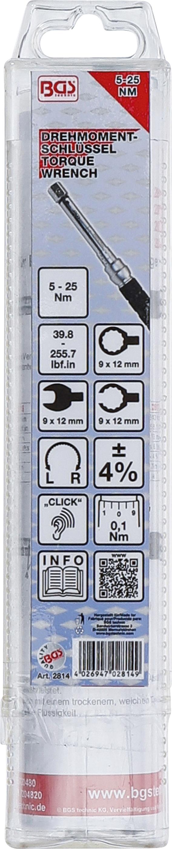 TORQUE WRENCH | 5 - 25 NM | FOR 9 X 12 MM INSERT TOOLS (2814)