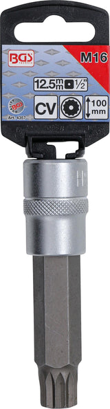 BIT SOCKET | LENGTH 100 MM | 12.5 MM (1/2") DRIVE | SPLINE TAMPERPROOF (FOR XZN) M16 (4357)