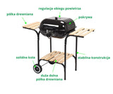 OUTDOOR BARBECUE / GRILL | WITH LID AND GRATES | WOODEN SHELVES (99581)