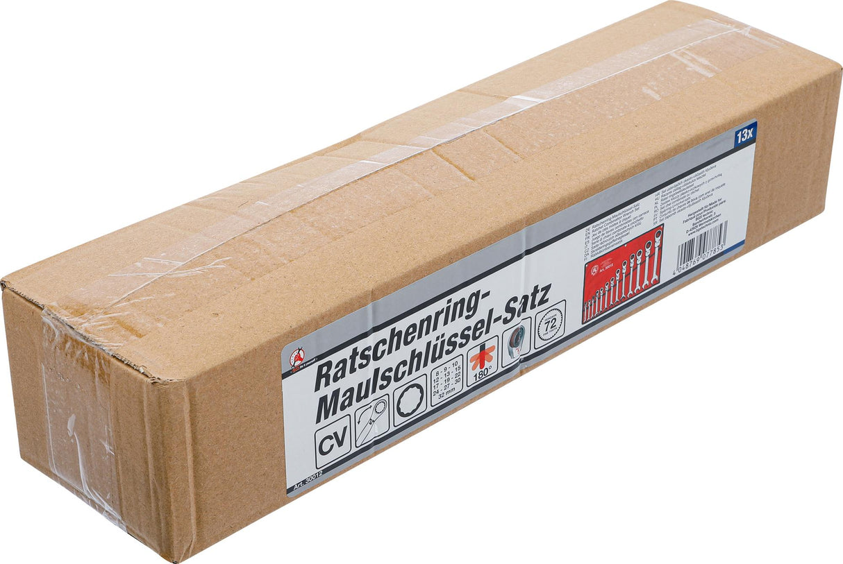 RATCHET COMBINATION WRENCH SET | FLEXIBLE HEADS | 8 - 32 MM | 13 PCS. (30012)