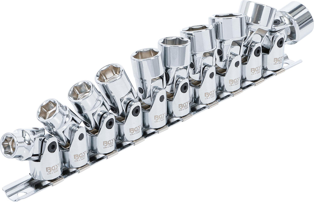 UNIVERSAL JOINT SOCKET SET, HEXAGON | 10 MM (3/8") DRIVE | 10 - 19 MM | 10 PCS. (205)