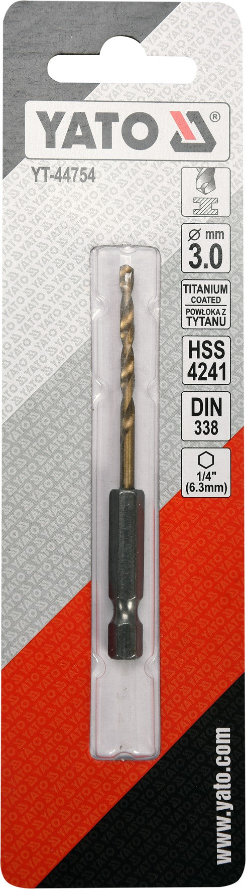 METAL DRILL WITH HEX SHANK 3,0MM TITAN (YT-44754)