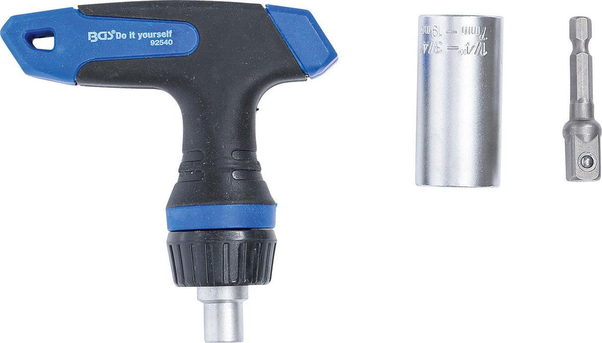 MULTI SOCKET WITH ADAPTOR SET | WITH RATCHET T-HANDLE, REVERSIBLE | 3 PCS. (92540)