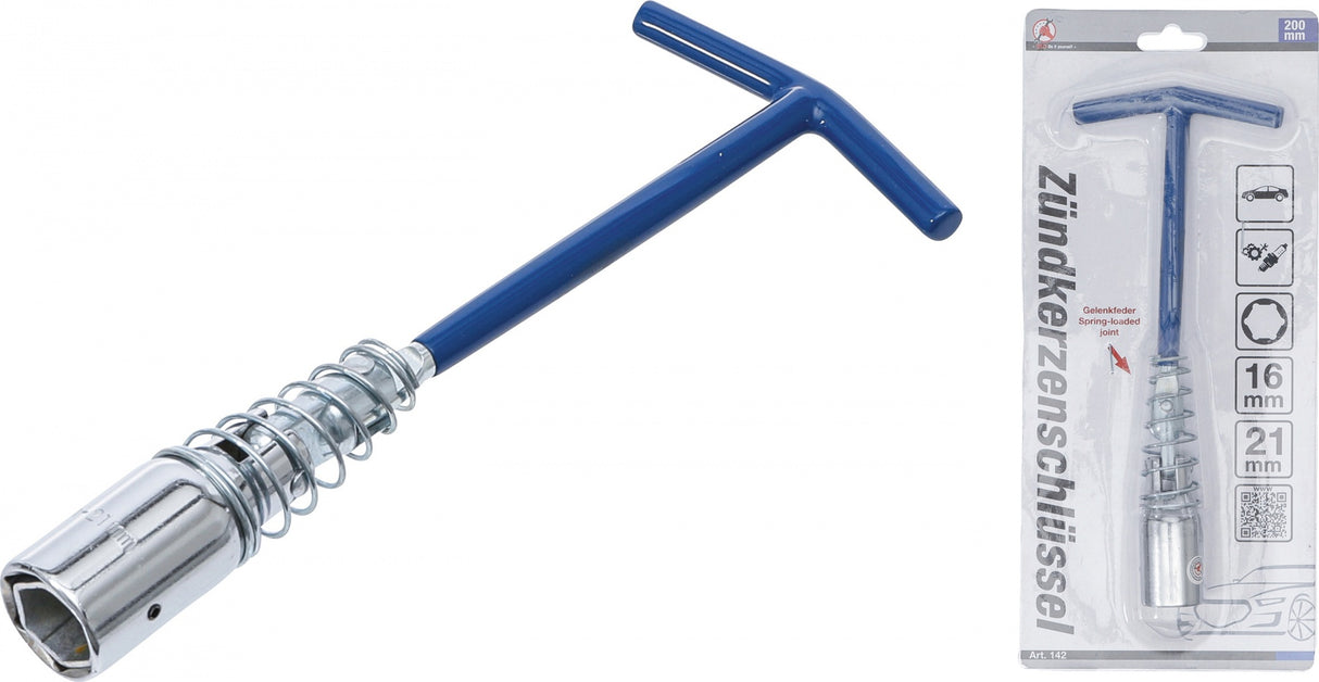 SPARK PLUG WRENCH WITH T-HANDLE, JOINT SPRING | HEXAGON 16 MM / 21 MM (142)
