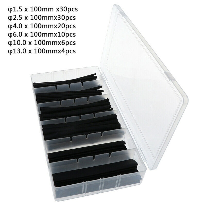 HEAT SHRINK TUBING ASSORTMENT | BLACK | 100 PCS. (SK01141)