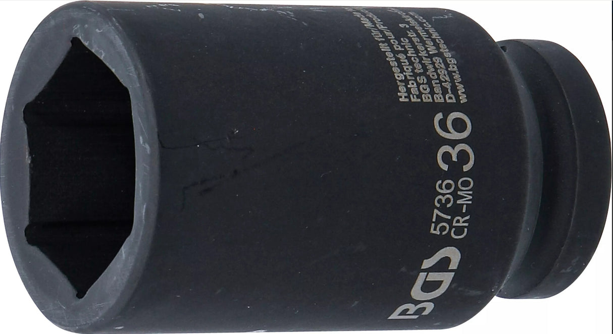 IMPACT SOCKET HEXAGON, DEEP | 20 MM (3/4") DRIVE | 36 MM (5736)
