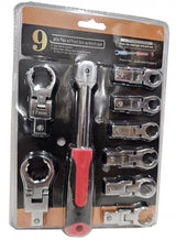 SET OF INSERTED WRENCHES | SWIVEL HEAD | FOR BRAKE HOSES | 9 - 19 MM | 9 PCS. (FNW9S)