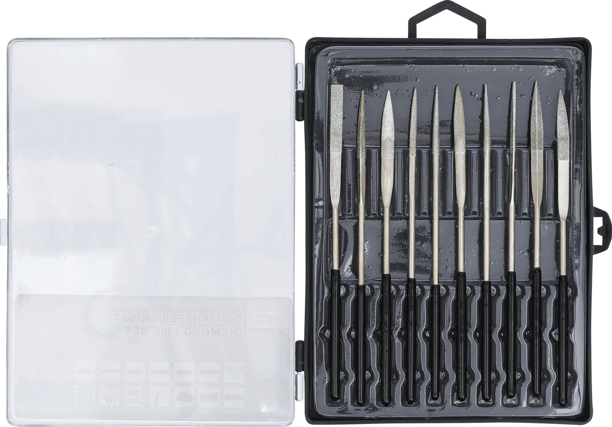 DIAMOND HOLE FILE SET | BENT | 140 X 3 MM | 10 PCS. (1921)