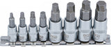 SCREW EXTRACTOR SET | 6.3 MM (1/4") / 10 MM (3/8") DRIVE | FOR DAMAGED INTERNAL HEXAGON 3 - 10 MM | 8 PCS. (6847)