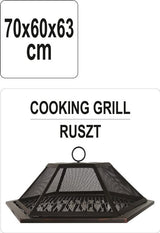 GARDEN STEEL FIRE PIT WITH GRILL 70X60CM (99703)