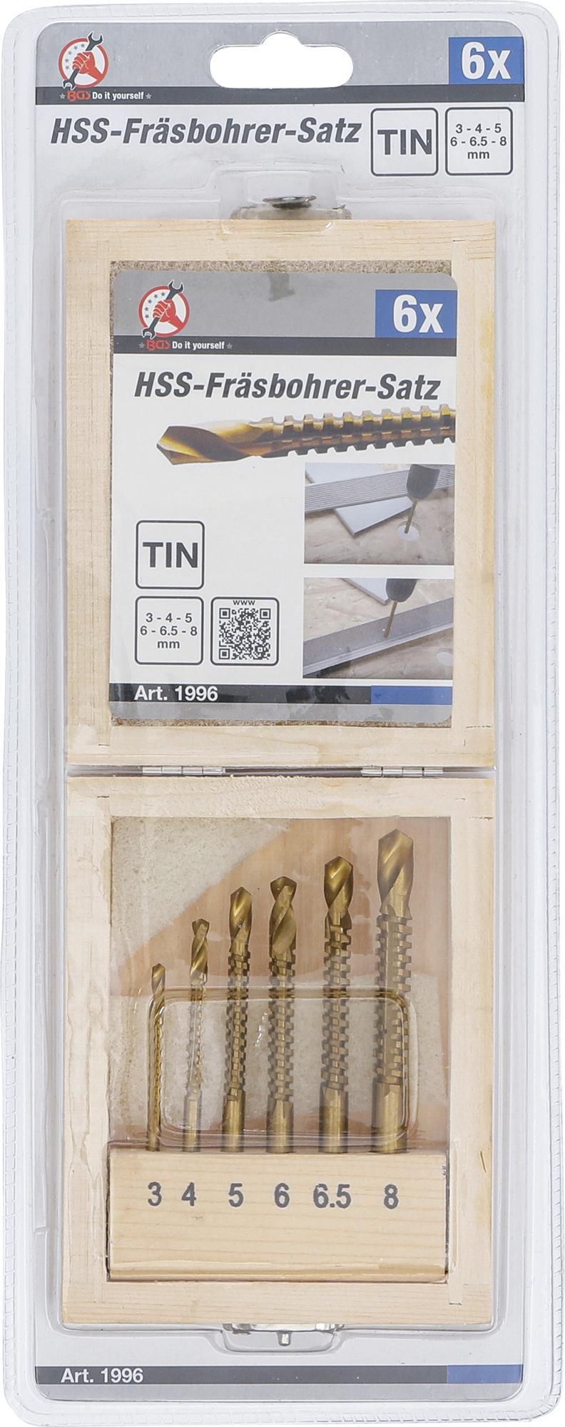 HSS MILLING DRILL SET | TITANIUM COATED | 3 - 8 MM | 6 PCS. (1996)