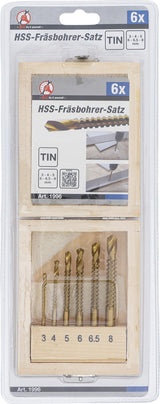 HSS MILLING DRILL SET | TITANIUM COATED | 3 - 8 MM | 6 PCS. (1996)