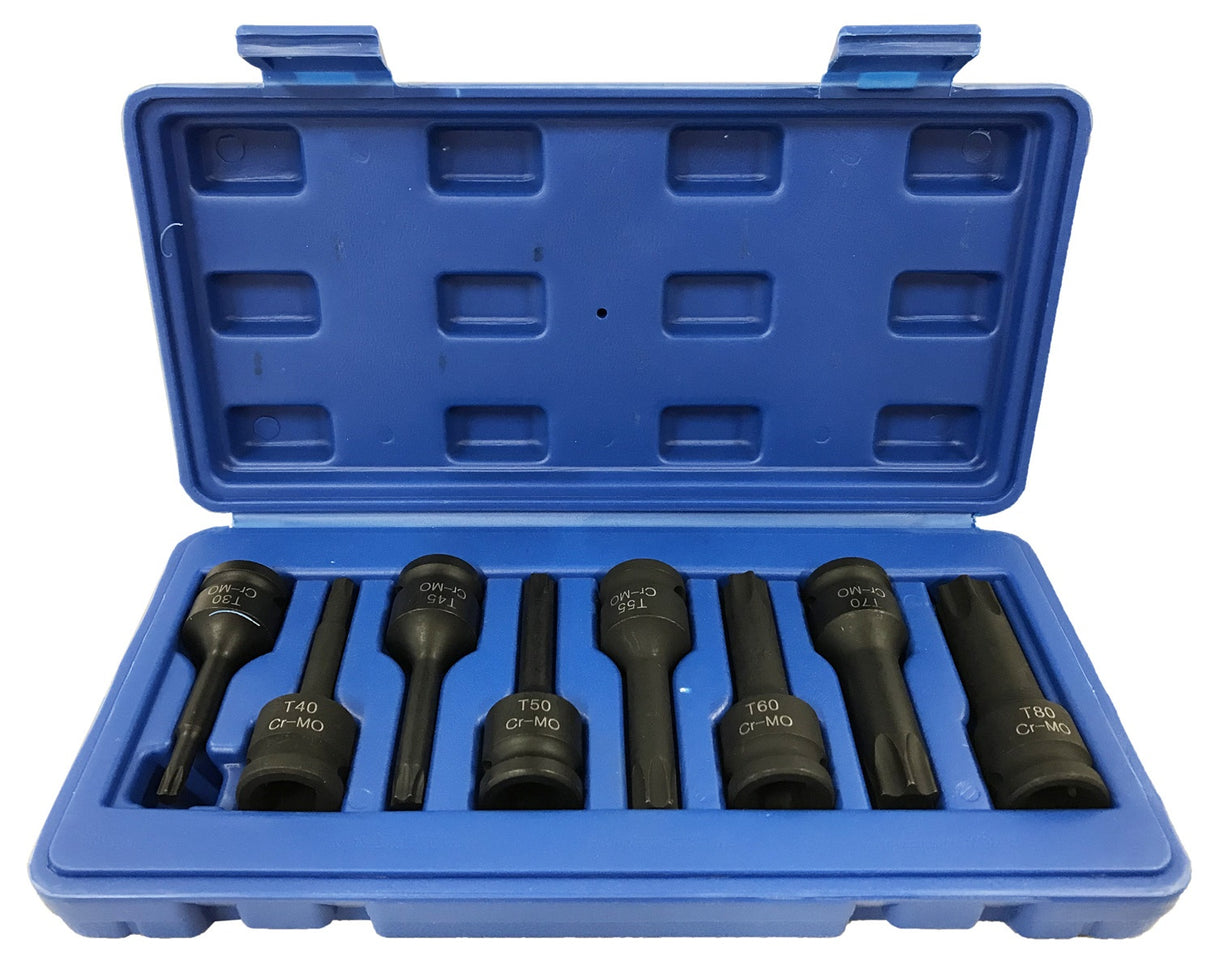 IMPACT BITS | 12.5 MM (1/2") | T-STAR (TORX) T30 - T80 | 8 PCS. (S1101)