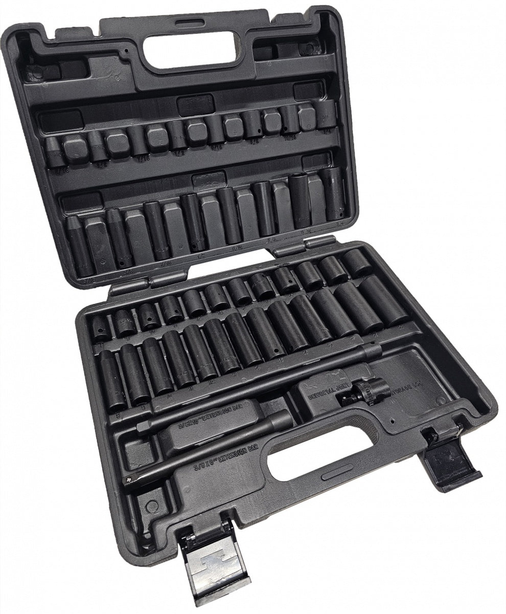 IMPACT TOOL SET | CR-MO | METRIC AND IMPERIAL SIZES | 10 MM (3/8") | 44 PCS. (SK4501)