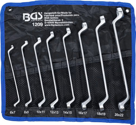 DOUBLE RING SPANNER SET | OFFSET | 6 X 7 - 20 X 22 MM | 8 PCS. (1209)