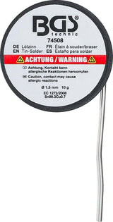 TIN-SOLDER | WIRE COIL | LEAD FREE | Ø 1.5 MM | 10 G (74508B)