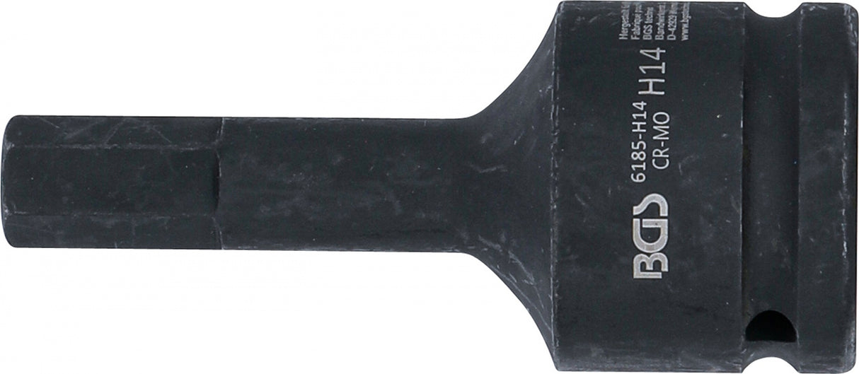 IMPACT BIT SOCKET | LENGTH 100 MM | 20 MM (3/4") DRIVE | INTERNAL HEXAGON 14 MM (6185-H14)