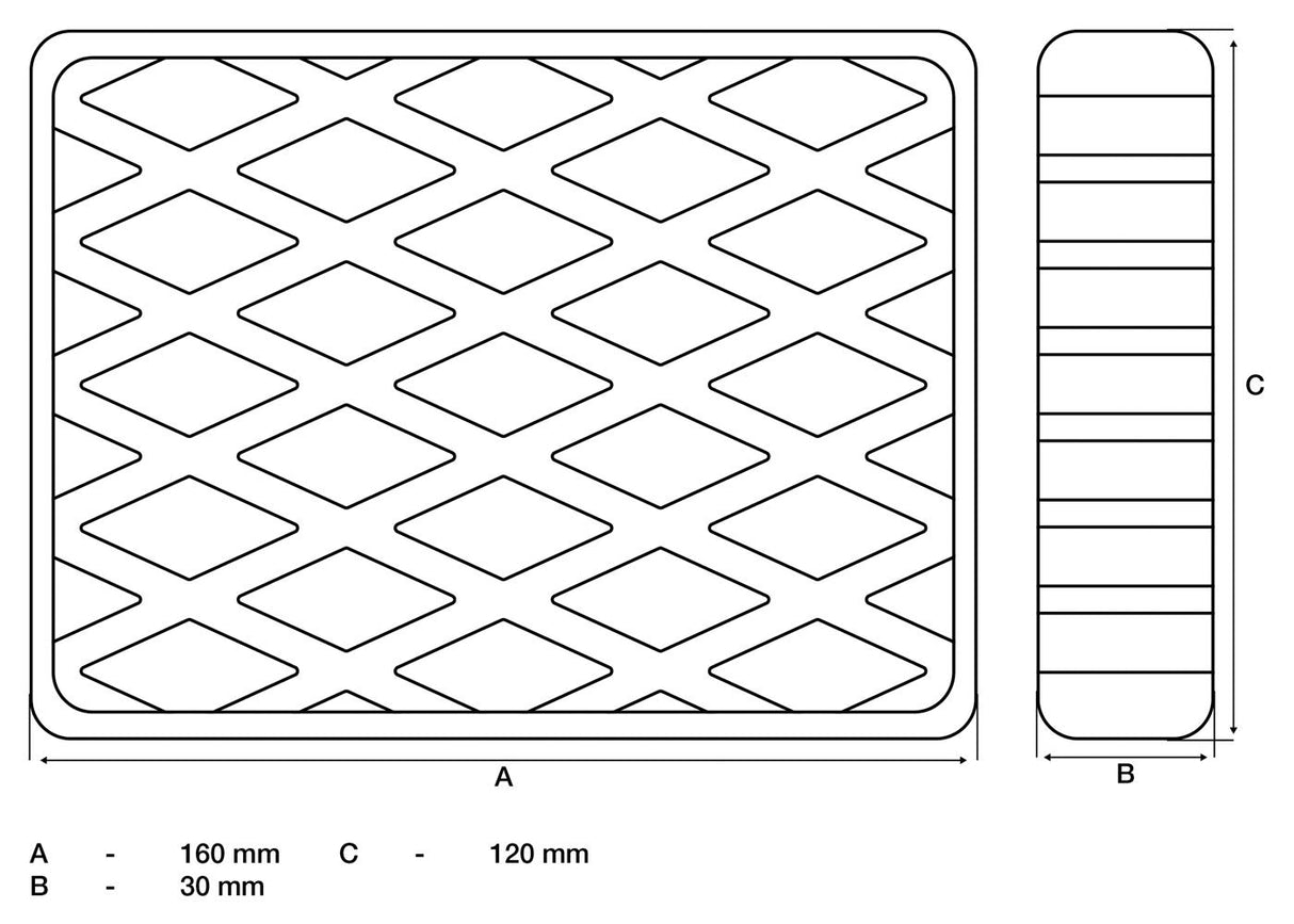 RUBBER PAD | FOR AUTO LIFTS | 160 X 120 X 30 MM (7006)