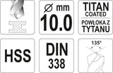 TWIST DRILL BIT HSS-TIN 10 MM (YT-44662)