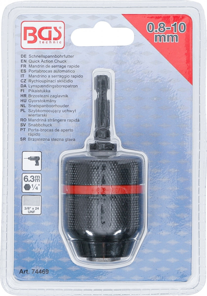 QUICK ACTION CHUCK | METAL VERSION | 6.3 MM (1/4") DRIVE X 20 UNF | 0.8 - 10 MM (74469)