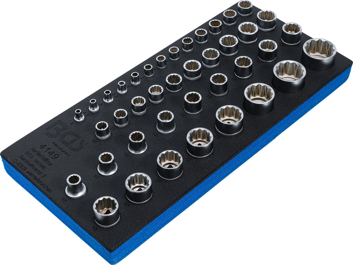 TOOL TRAY 1/3: SOCKETS 12-POINT | 6.3 MM (1/4"), 10 MM (3/8"), 12.5 MM (1/2") | 40 PCS. (4149)