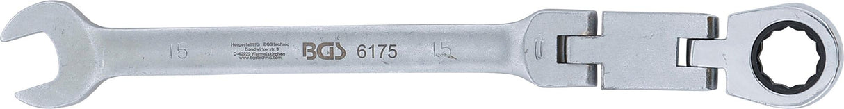 DOUBLE-JOINT RATCHET COMBINATION WRENCH | ADJUSTABLE | 15 MM (6175)