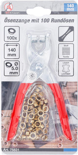 EYELET PLIERS WITH 100 ROUND EYELETS | 5.0 MM (75831B)