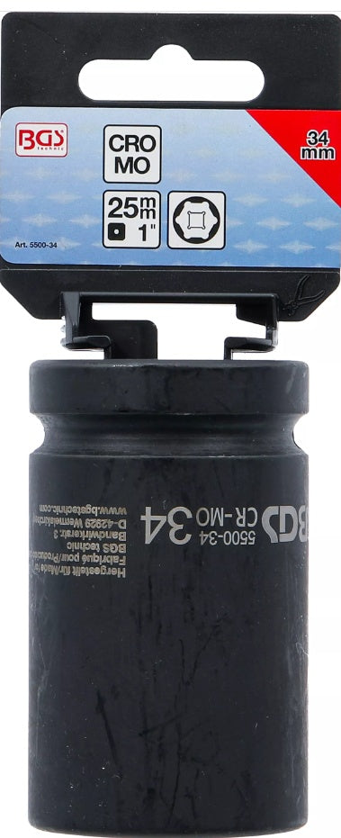 IMPACT SOCKET HEXAGON, DEEP | 25 MM (1") DRIVE | 34 MM (5500-34)