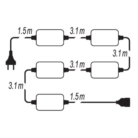 STRING LIGHT SET 5X900LM, 15,4M (82863)