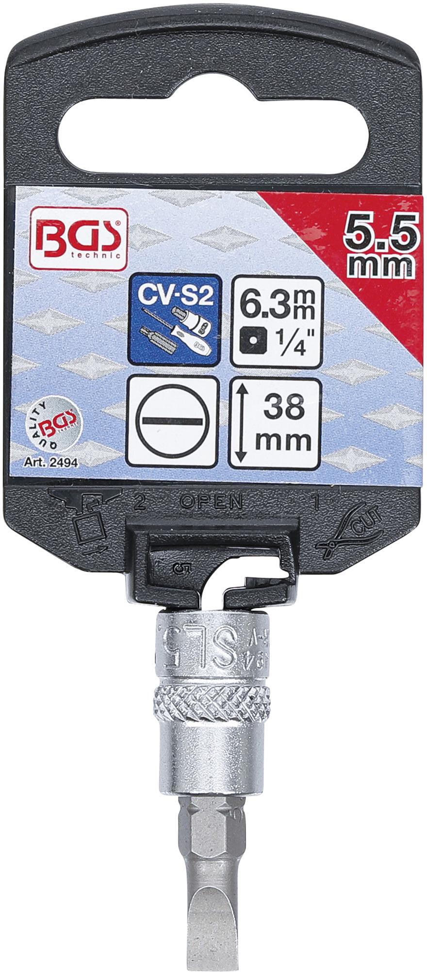 BIT SOCKET | 6.3 MM (1/4") DRIVE | SLOT SL 5.5 MM (2494)