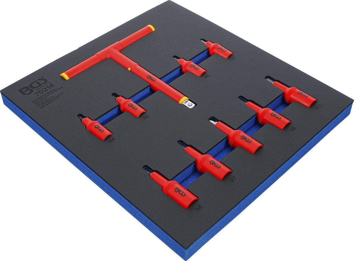 TOOL TRAY 2/3: VDE BIT SOCKET SET | 10 MM (3/8") / 12.5 MM (1/2") DRIVE | INTERNAL HEXAGON 4 - 10 MM | 10 PCS. (70216)