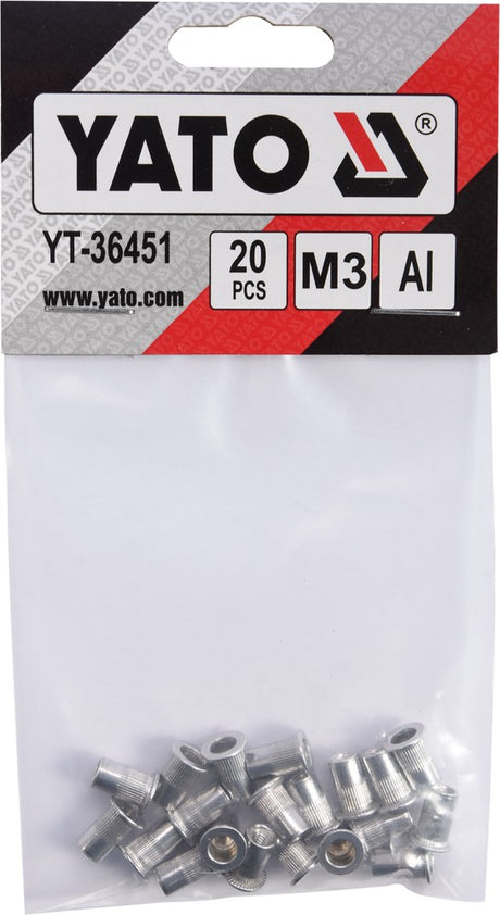 THREADED ALUMINUM RIVET NUTS M3, 20PCS (YT-36451)