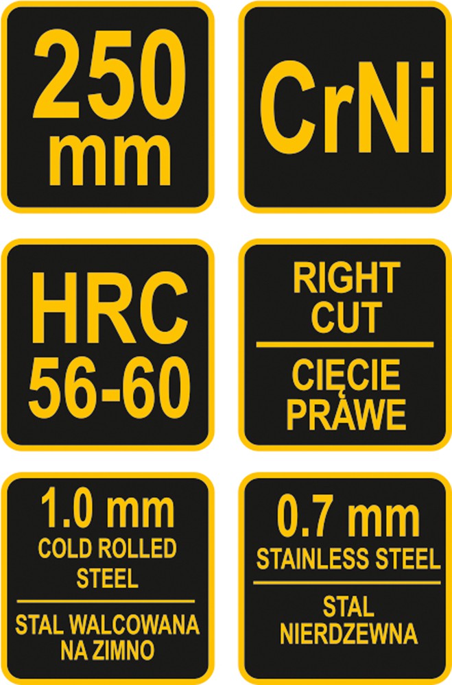 TIN SNIPS RIGHT CR-NI 2-COLOUR HANDLE (48081)