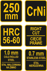 TIN SNIPS RIGHT CR-NI 2-COLOUR HANDLE (48081)