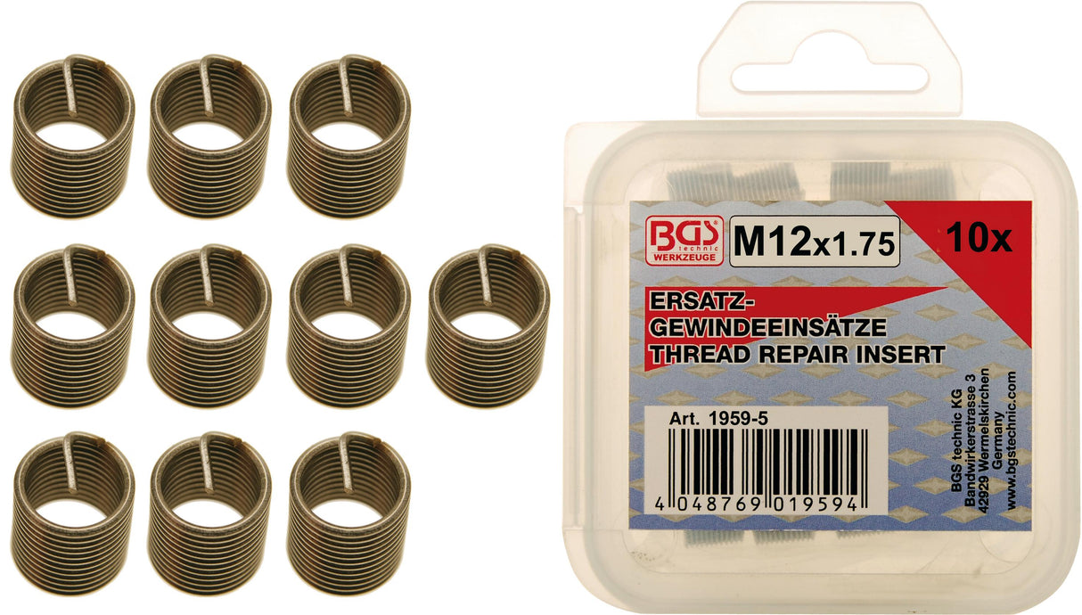 REPLACEMENT THREAD INSERTS | M12 X 1.75 | 10 PCS. (1959-5)