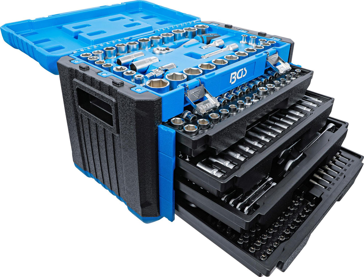SOCKET SET HEXAGON | 6.3 MM (1/4") / 10 MM (3/8") / 12.5 MM (1/2") | METRIC AND INCH SIZES | 300 PCS. (74000)