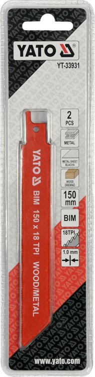 SABRE SAW BLADES 150MM 18TPI 2PCS (YT-33931)