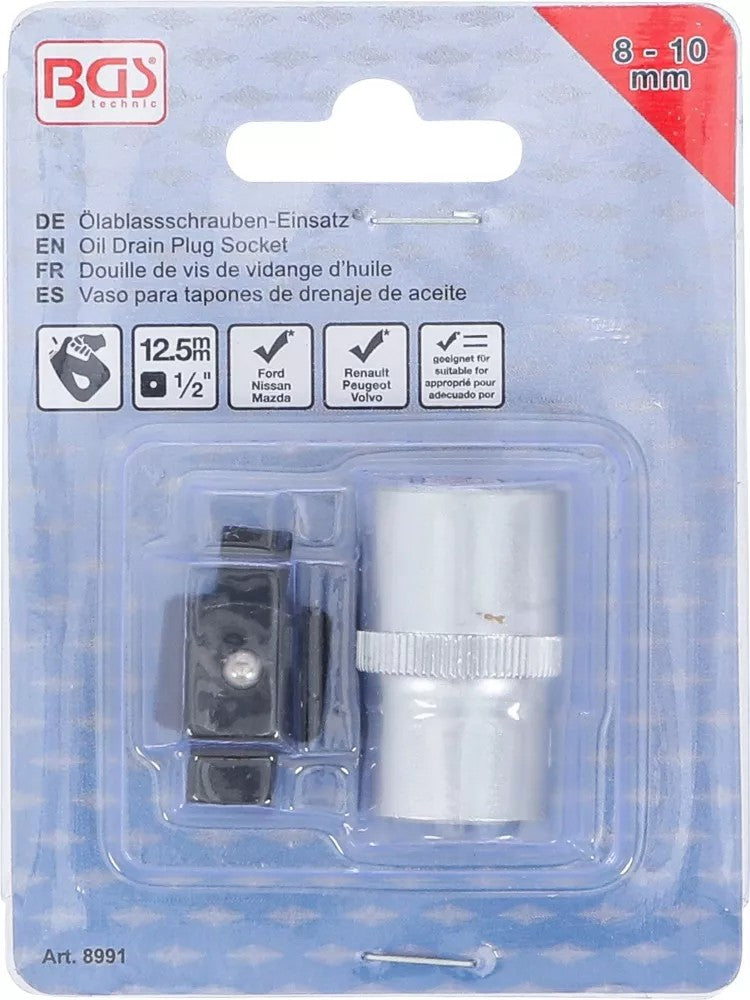 OIL DRAIN PLUG SOCKET | 4-PT. | 8 MM / 10 MM (8991)