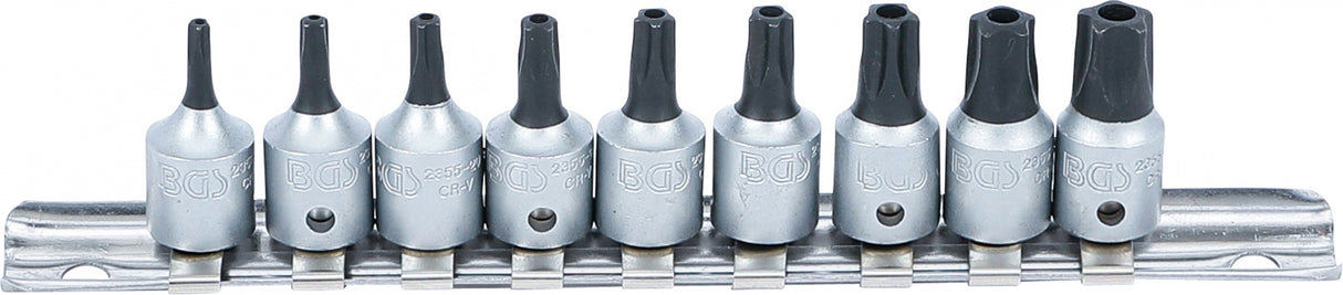 BIT SOCKET SET | 6.3 MM (1/4") DRIVE | TS-STAR TAMPERPROOF (FOR TORX PLUS) TS10 - TS50 | 9 PCS. (71020)