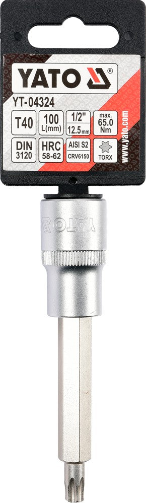 SOCKET BIT TORX 1/2" T40 L100MM (YT-04324)