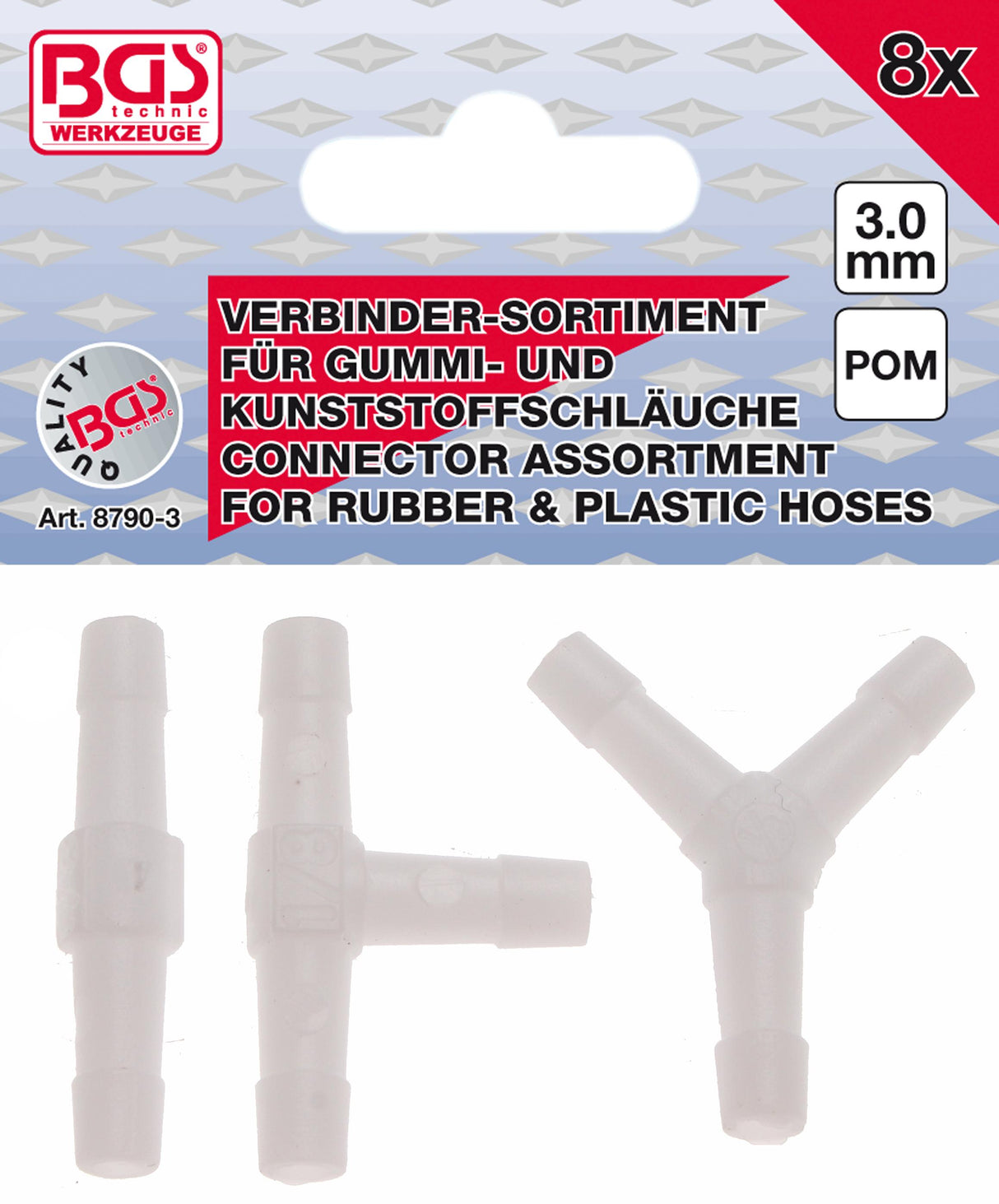 HOSE CONNECTOR ASSORTMENT | FUEL RESISTANT | 3 MM | 8 PCS. (8790-3)