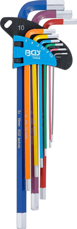 L-TYPE WRENCH SET | MULTICOLOUR | EXTRA LONG | INTERNAL HEXAGON 1.5 - 10 MM | 9 PCS. (74456B)