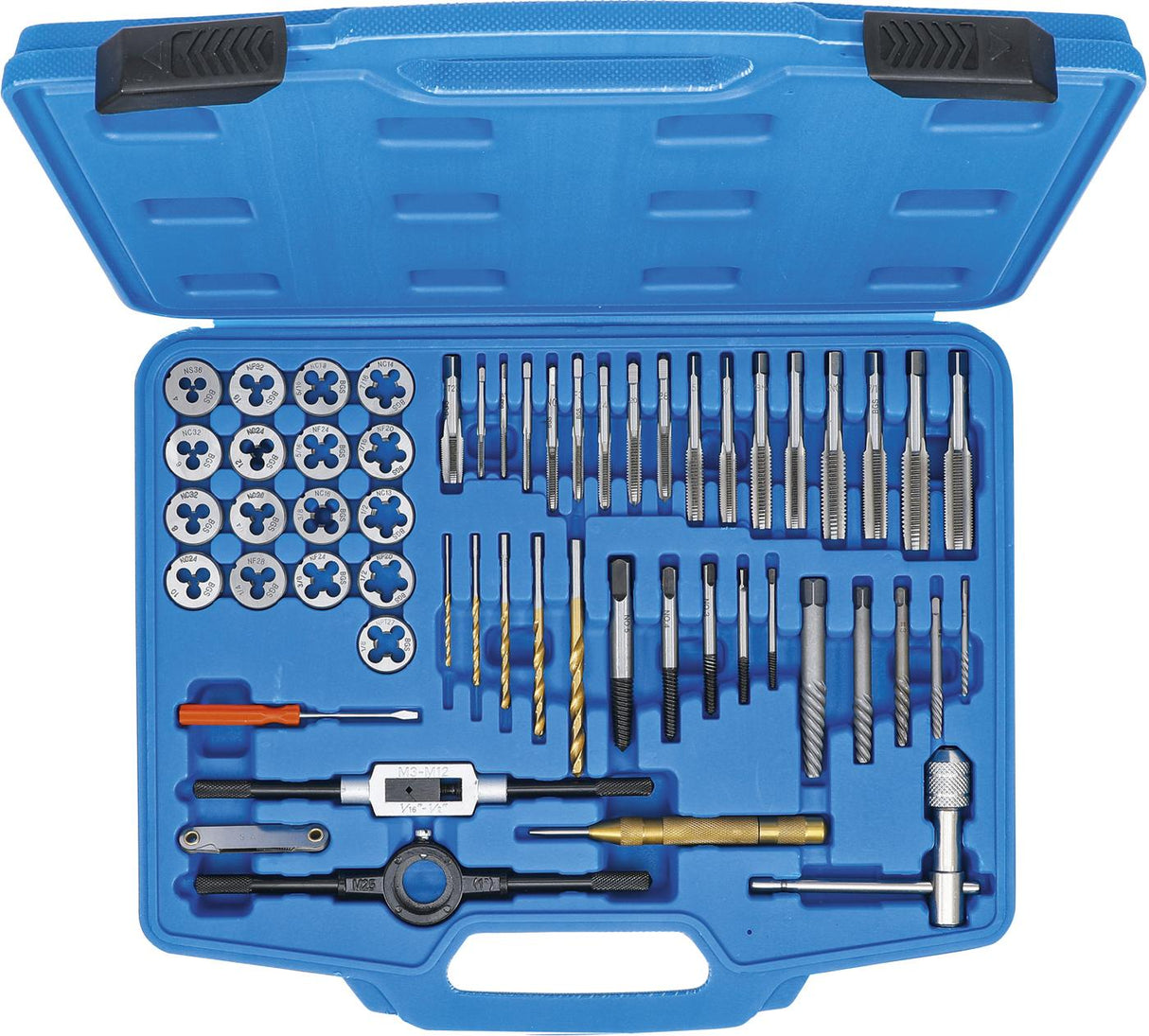 TAP AND DIE SET | INCH SIZES | 1/4" - 1/2" | 56 PCS. (70105)