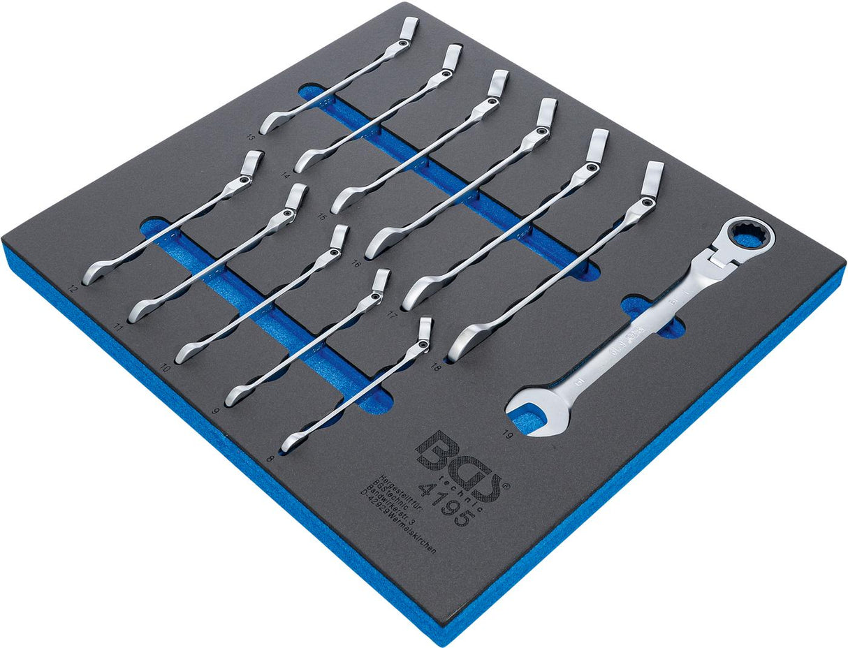 TOOL TRAY 2/3: RATCHET COMBINATION WRENCH SET | ADJUSTABLE | 8 - 19 MM | 12 PCS. (4195)