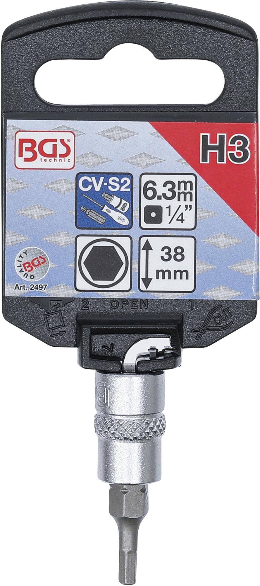 BIT SOCKET | 6.3 MM (1/4") DRIVE | INTERNAL HEXAGON 3 MM (2497)