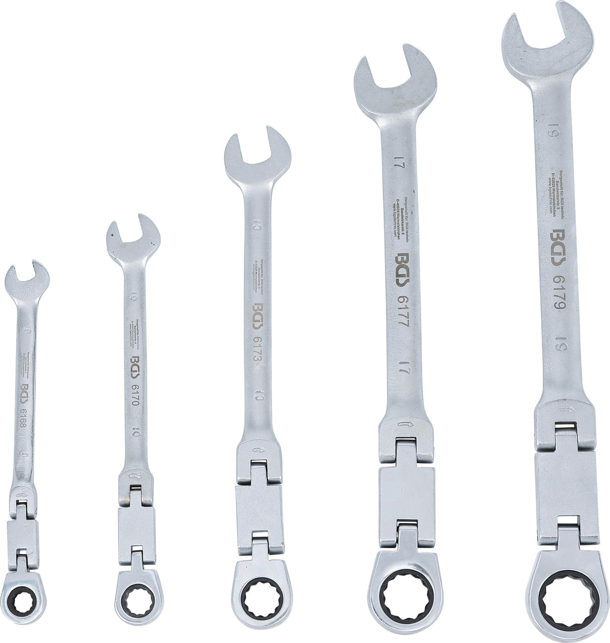 DOUBLE-JOINT RATCHET COMBINATION WRENCH SET | ADJUSTABLE | 8 - 19 MM | 5 PCS. (6181)