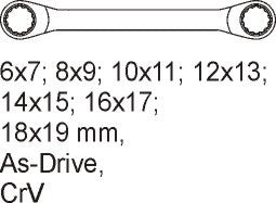 PVC TRAY WITH 7PCS RING SPANNERS 6-19 (YT-5533)