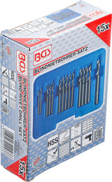 BLIND RIVET DRILL SET | HSS | 2.4 - 6.4 MM | 15 PCS. (2097)