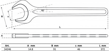 SINGLE OPEN END SPANNER | DIN 894 | 46 MM (34246)