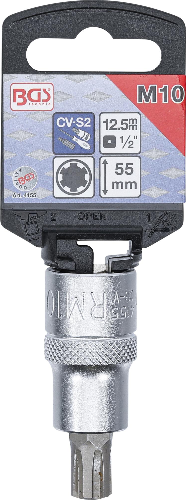 BIT SOCKET | 12.5 MM (1/2") DRIVE |SPLINE (FOR RIBE) M10 (4155)